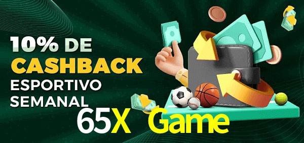 10% de bônus de cashback na 65X Game